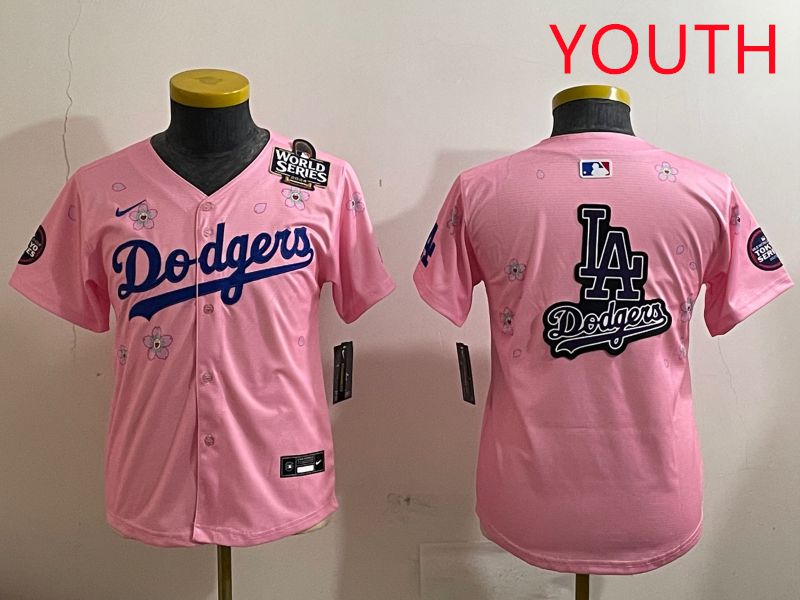 Youth Los Angeles Dodgers Blank Pink Sakura Edition 2025 Nike MLB Jersey style 21